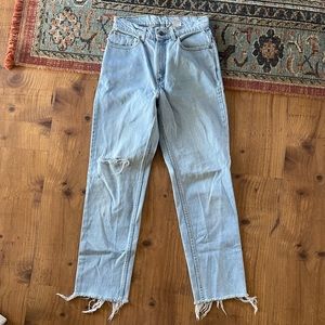 vintage levis 512 distressed light wash cut off jeans